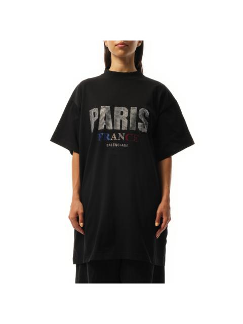 Paris Strass Oversized T-Shirt in Black