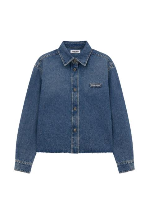 logo-patch raw-cut shirt