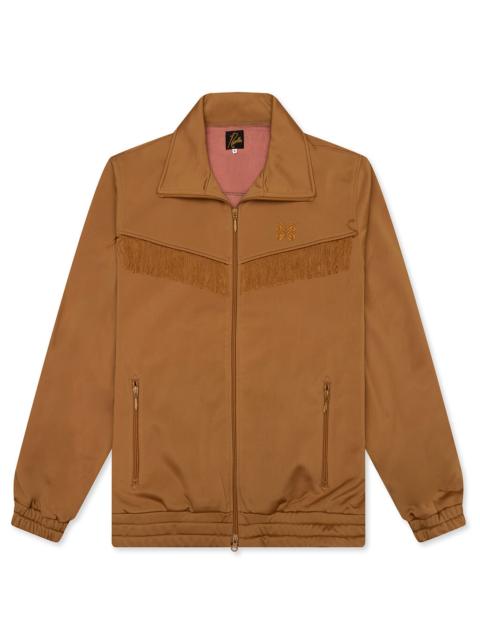 TRICOT JERSEY FRINGE TRACK JACKET - GOLD