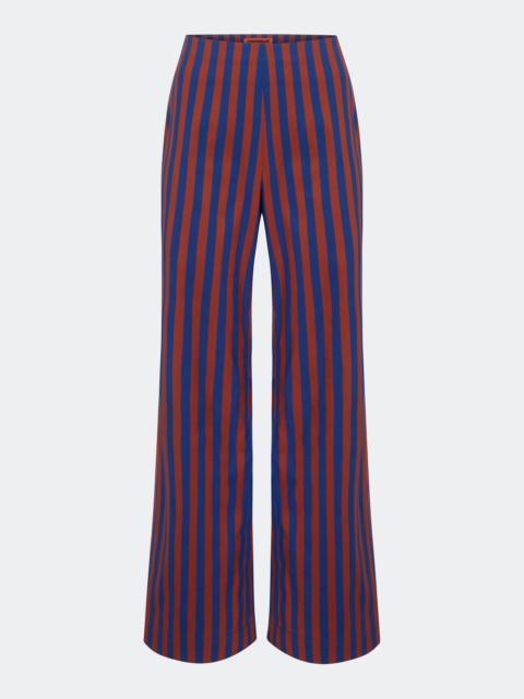 Pia Poplin Pant In Navy/Henna Stripe