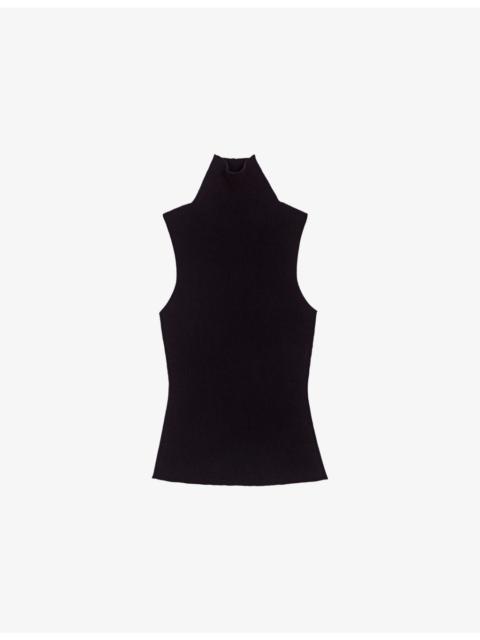 Sleeveless High-Neck Wool And Silk-Blend Top