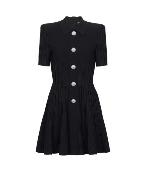 Short flared ribbed knit dress