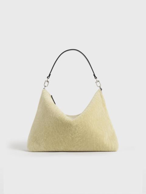 Medium Bevel shearling bag beige