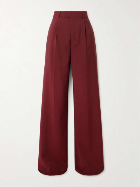Pleated wool and mohair-blend wide-leg trousers