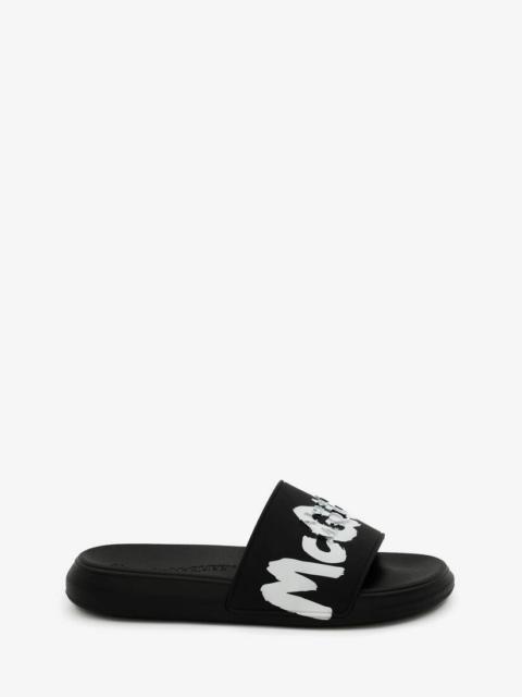 Oversized Rubber Slide in Black/white
