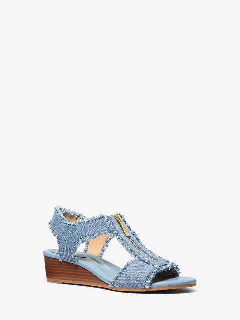 Berkley Frayed Denim Wedge Sandal