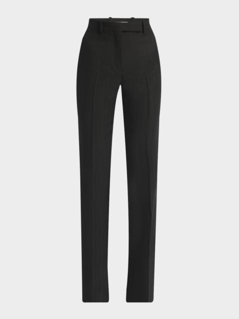 Herringbone Straight-Leg Trousers