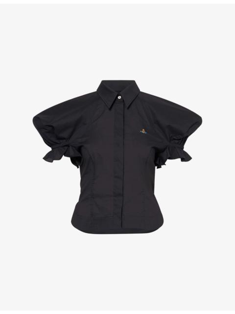 Gexy Puffed-Short-Sleeves Cotton-Poplin Top