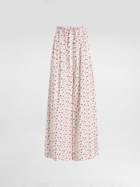 Small rose-print poplin trousers