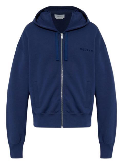 zip-up hooded sweatshirt