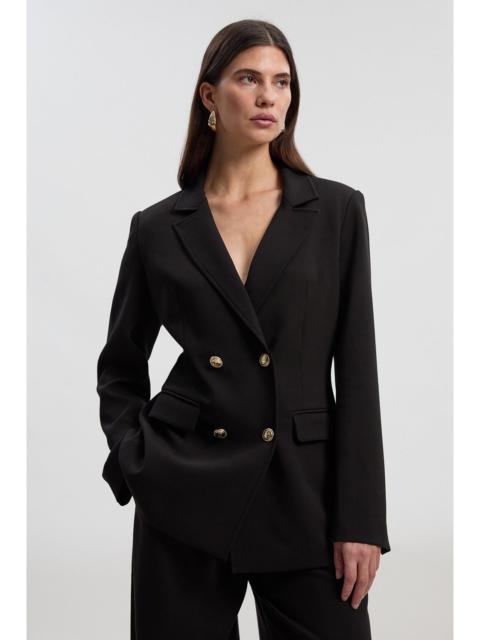 Petite Compact Stretch Essential Tailored Double Breasted Blazer