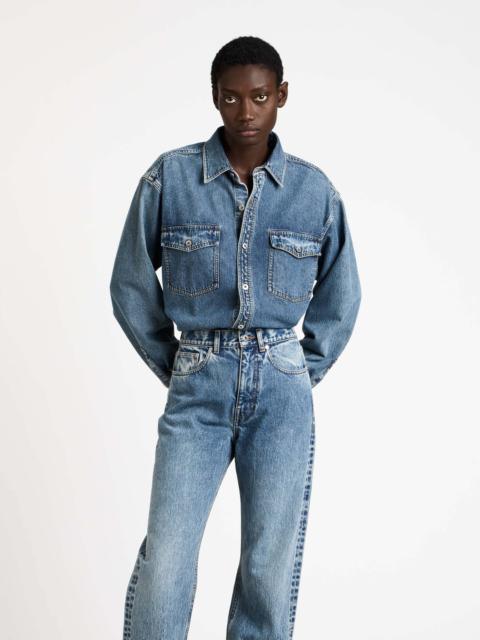 OVERSIZED DENIM SHIRT IN MID BLUE