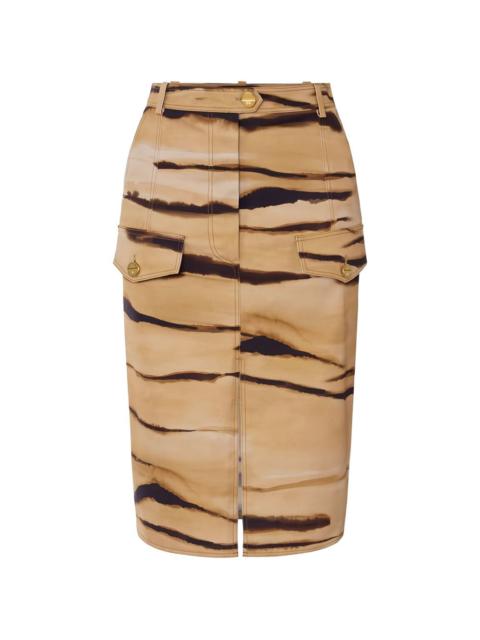 tiger-print safari midi skirt