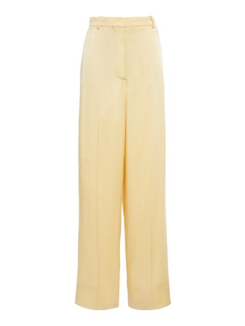 Relaxed Satin Wide-Leg Trousers yellow