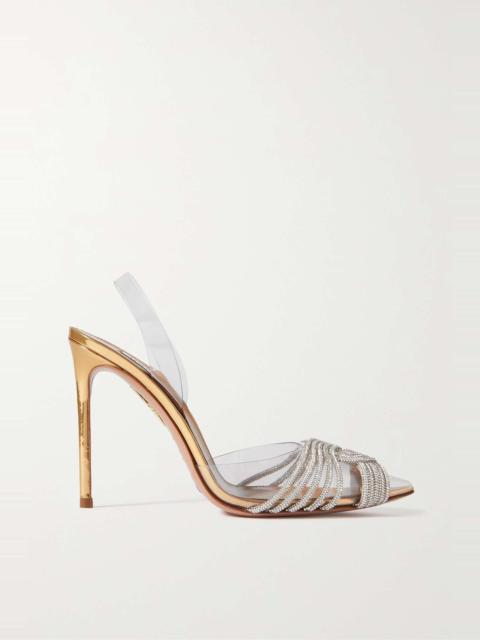 Gatsby Sling 105 crystal-embellished PVC and metallic leather pumps
