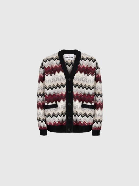 The cardigan in wool and cotton with zigzag