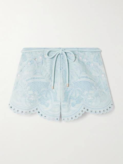 Daylight Scalloped Broderie Anglaise Denim Shorts