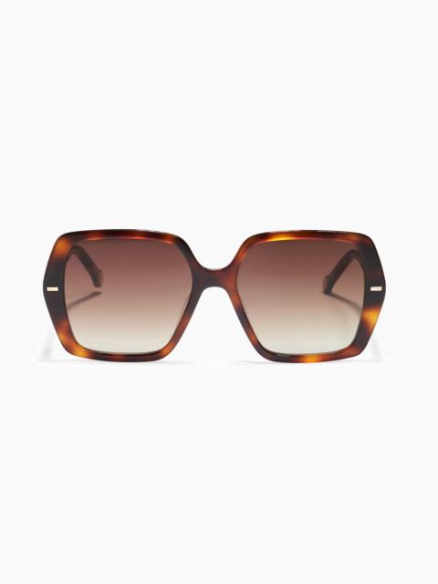Hexagonal Sunglasses with Contrast Temples