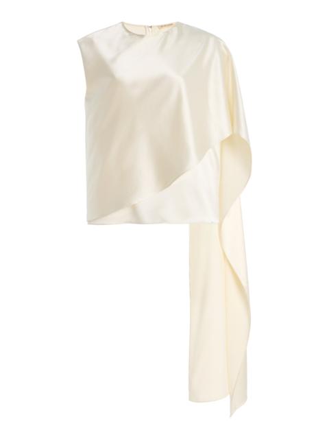 Exclusive Carmen Cape-Sleeve Silk Top ivory