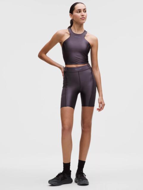 Satin Shine Panelled High-Rise Short 8" *Wordmark