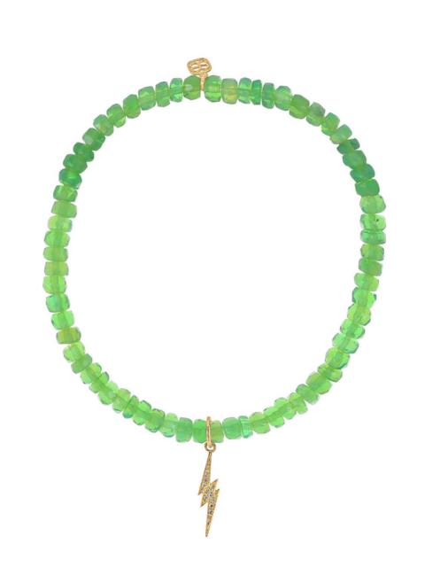Green opal Small Lightening Bolt Charm Bracelet