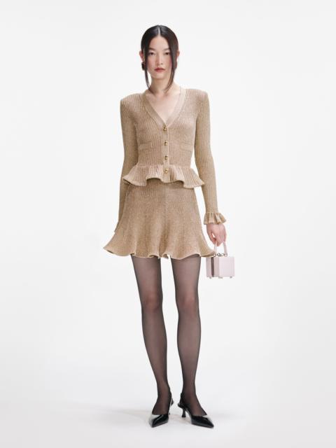 Gold Lurex Peplum Knit Mini Dress