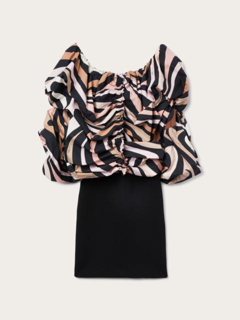 MARMO PRINT OFF THE SHOULDER DRESS