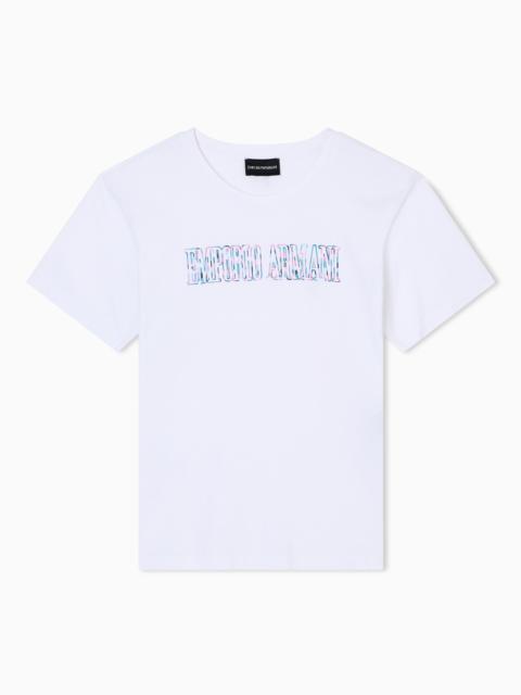 ASV ORGANIC JERSEY T-SHIRT WITH MULTICOLOURED LOGO EMBROIDERY