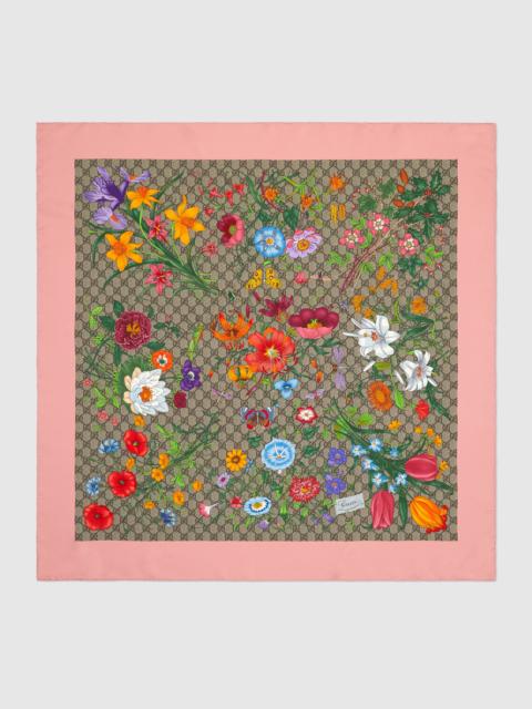 GG Flora print silk scarf