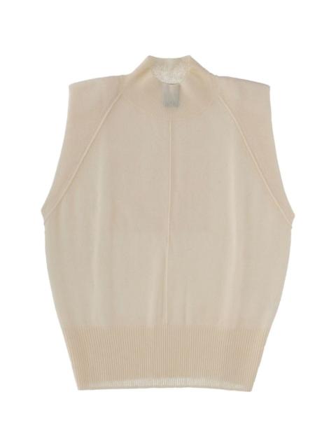 funnel neck sleeveless vest