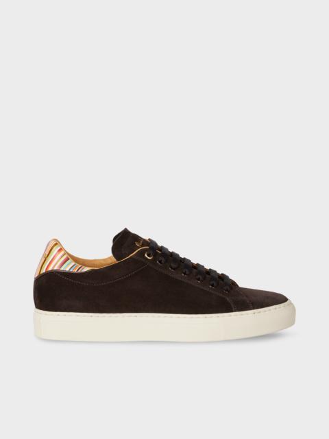 Chocolate Brown Suede 'Beck' Trainers With 'Signature Stripe' Heel Panels