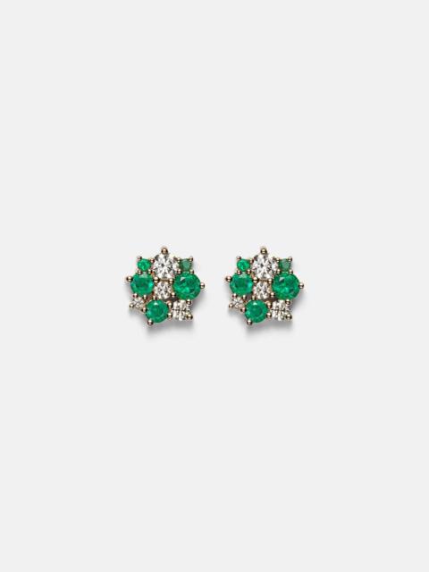 Cocktail 14kt gold earrings with emeralds and diamonds