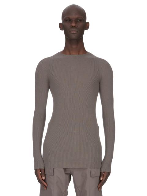 Gray Temple Ribbed Round Neck Sweater