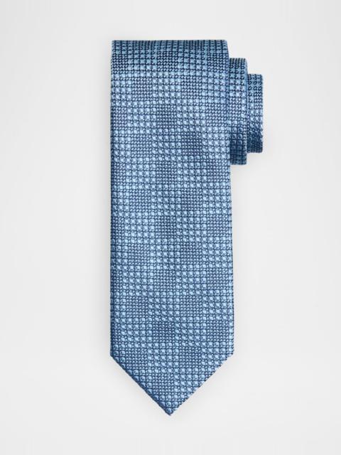 Men's Textured Check Jacquard Silk Tie