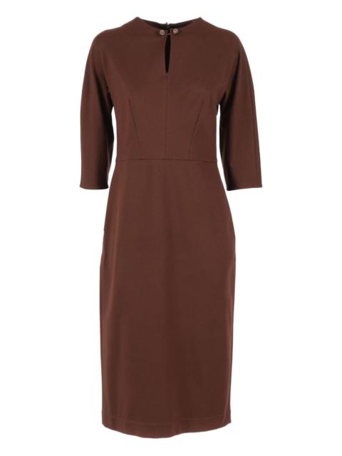 three-quarter sleeve midi dress