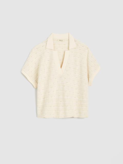 Diamond-Knit Relaxed Polo Shirt