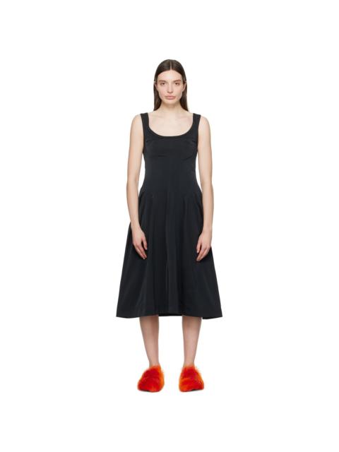 Black Scoop Neck Midi Dress