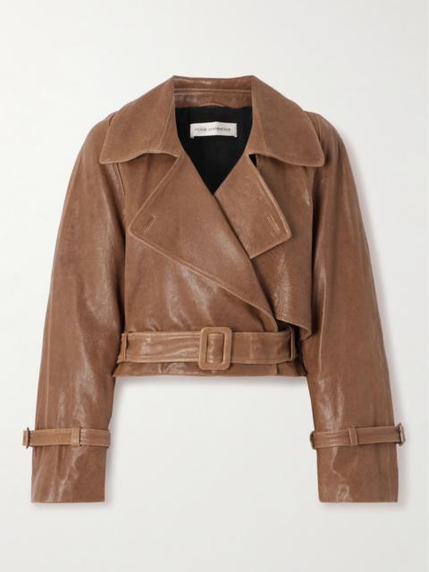 Hatti Cropped Belted Leather Jacket