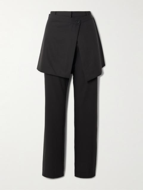 Layered Wool Straight-leg Pants