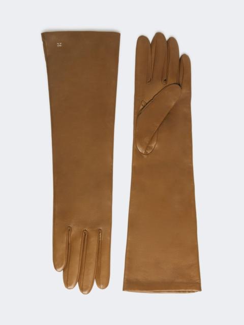 Long Nappa leather gloves - TOBACCO