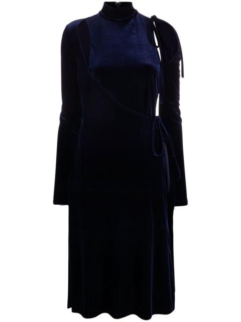 cut-out velvet wrap dress