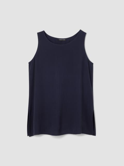 Silk Georgette Crepe Ballet Neck Long Tank