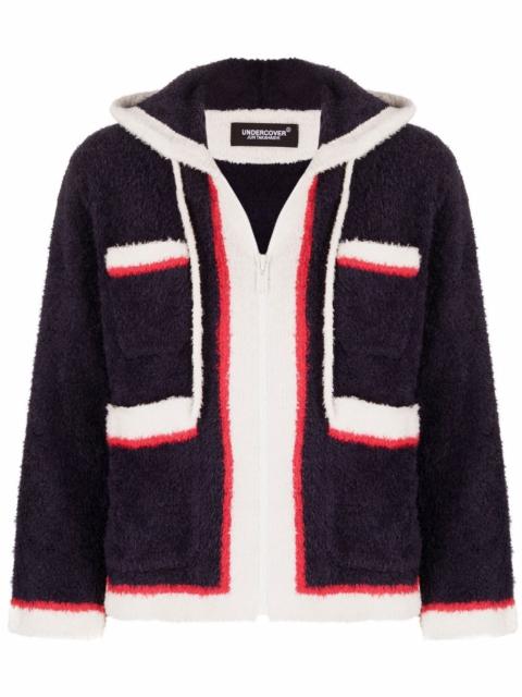 stripe-trim hooded jacket