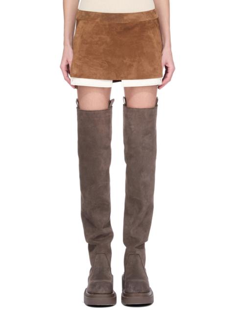 Fog layered suede mini skirt Light brown