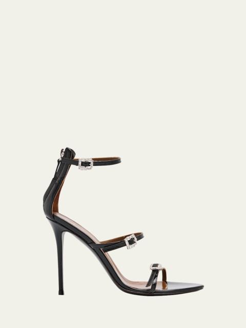 Metallic Leather Ankle-Strap Sandals