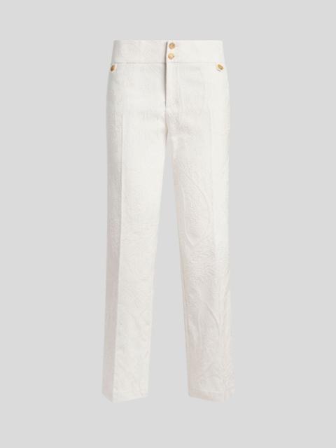 FLARED COTTON-BLEND JACQUARD TROUSERS WITH PAISLEY FOLIAGE MOTIF