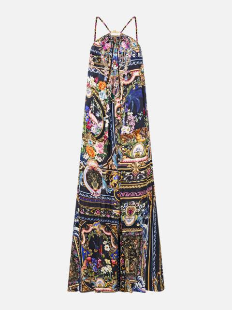 GATHER NECK HARDWARE MAXI DRESS