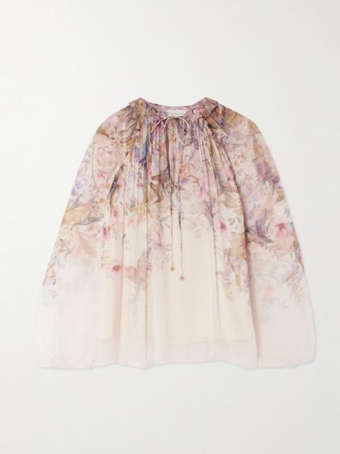 Rebellion Tie-detailed Gathered Chiffon Blouse