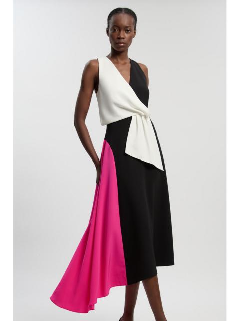 Soft Tailored Colour Block Detail Midi Dress