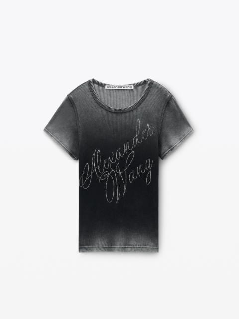 Crystal Hotfix Tee in Ribbed Jersey